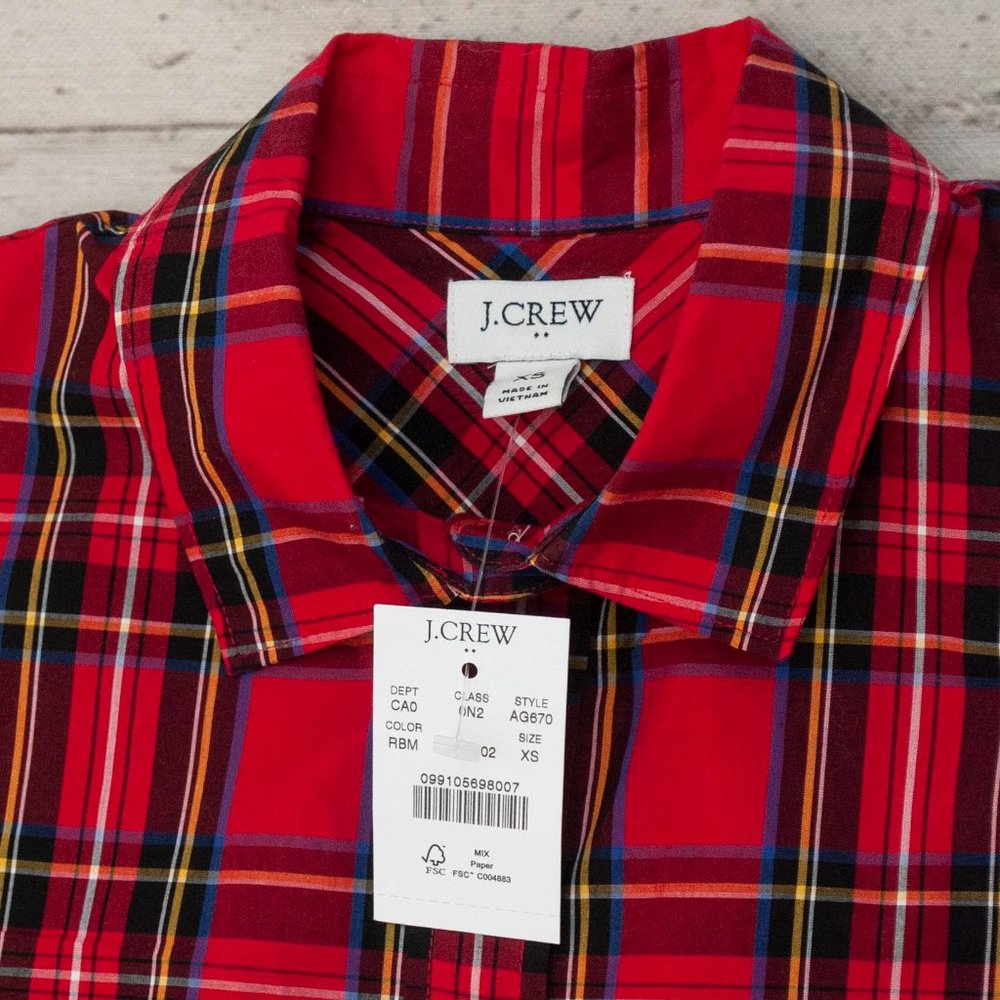 NWT J. Crew Tartan Plaid Button Down Shirt size XS - Picture 6 of 6